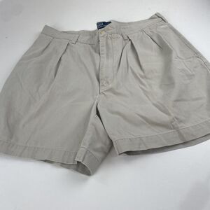 VINTAGE POLO Ralph Lauren Shorts Men Sz 36 Tyler Beige Pleated Chino Golf Casual